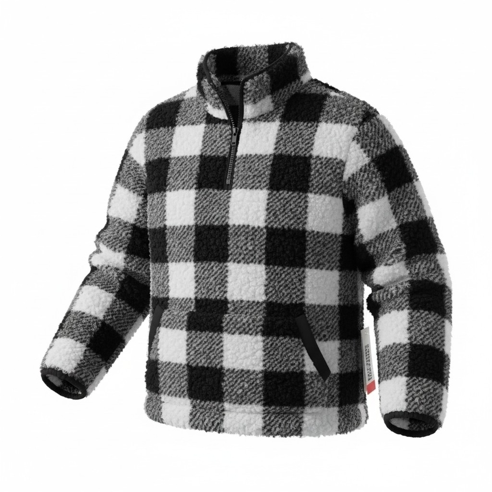 Epic Threads Black and White Checkered Fleece Pullover NWT Size 7 Warm Cozy